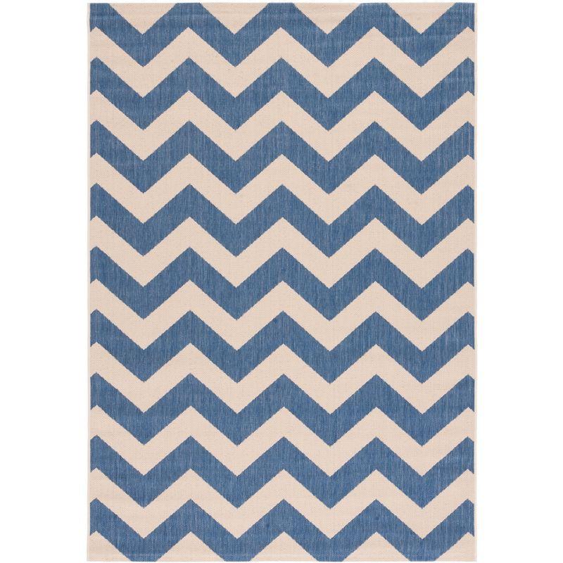 Reversible Chevron Flat-Woven Indoor/Outdoor Rug 5' x 7', Blue/Beige