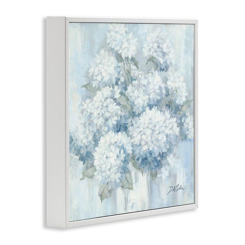 Soft Blue Hydrangea Painting Blooming Flower Petals White Framedd Giclee Texturized Art By Debi Coules