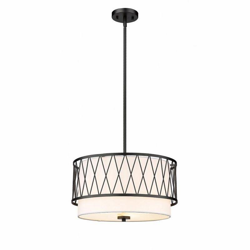 Dalton 17" Matte Black and Nickel Drum Pendant Light