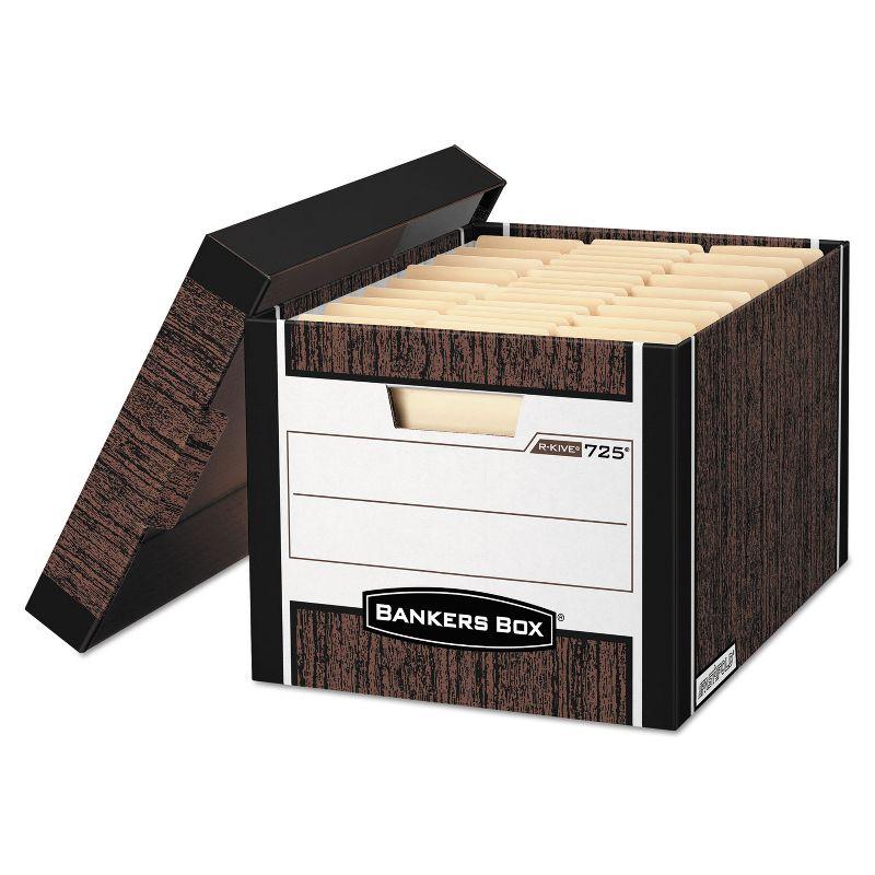 Heavy-Duty Woodgrain Letter/Legal Storage Box with Lift-Off Lid