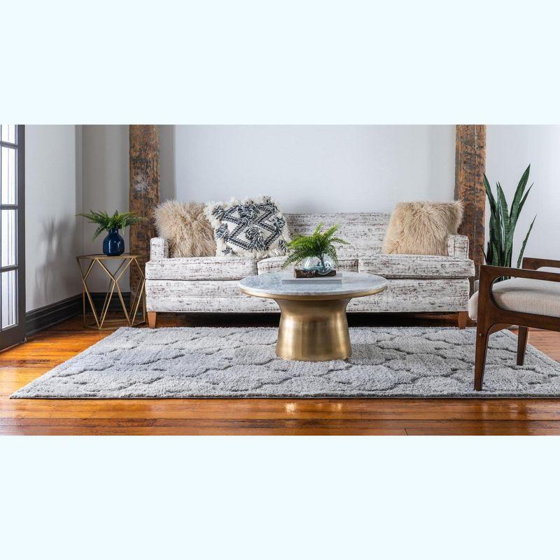 Unique Loom 5' 1 x 8' 0 Gray Trellis Shag Traditional Area Rug