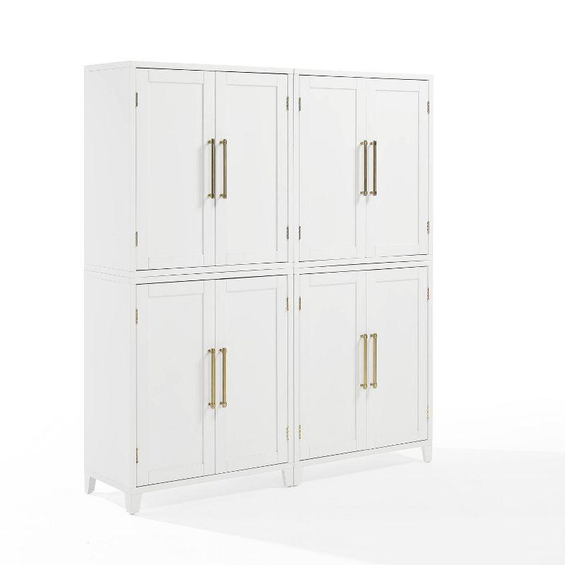 White Recessed Panel 2-Piece Kitchen Pantry Storage Cabinet Set