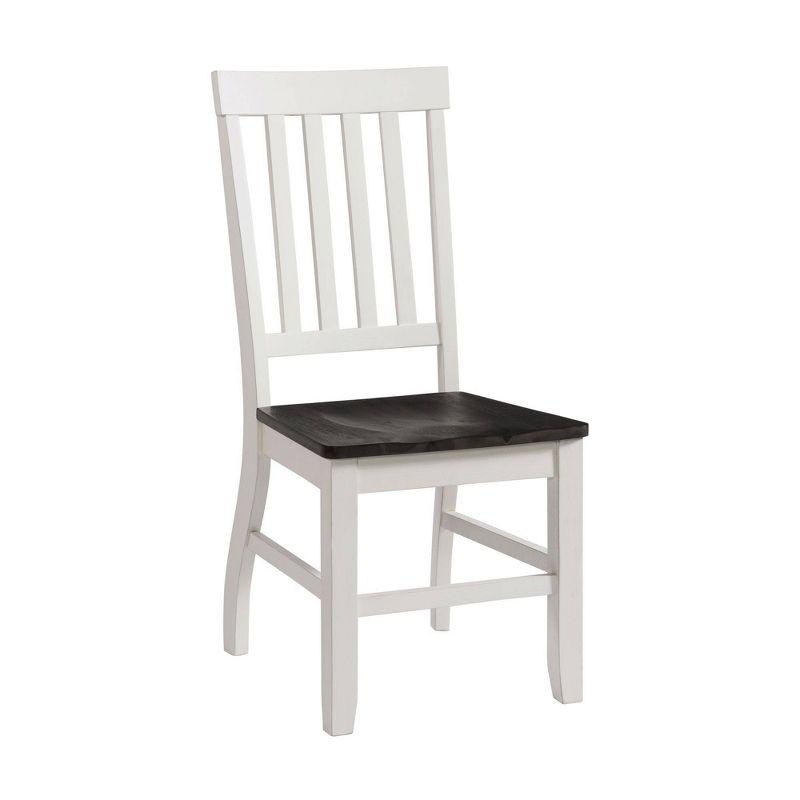 Gray and White Wooden Slat Back Side Chair