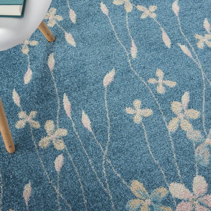 Nourison Tranquil 4' X 6' Turquoise Area Rug Bohemian Botanical Vine and Bloom by Nourison