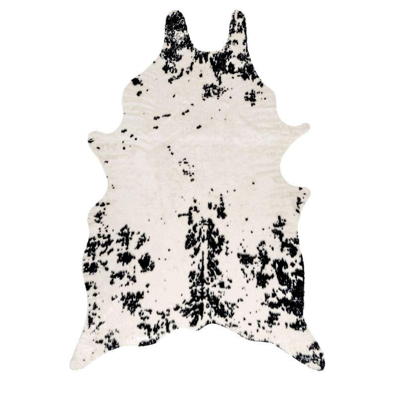 Nuloom Marcia SpinClean Machine Washable Faux Cowhide Area Rug, Shaped 3' 10" x 5', Black