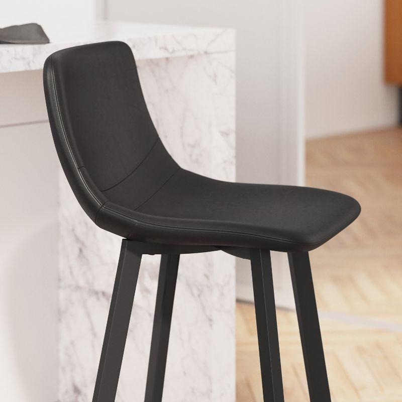 Emma and Oliver Set of Two 30" Modern Upholstered Barstools, Matte Metal Frames and Plastic Floor Glides