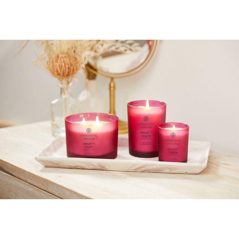 Frosted Glass Dream + Inspire Lidded Jar Candle Burgundy 8.8oz: Essential Oils, Soy Blend - Mind & Body by Chesapeake Bay Candle