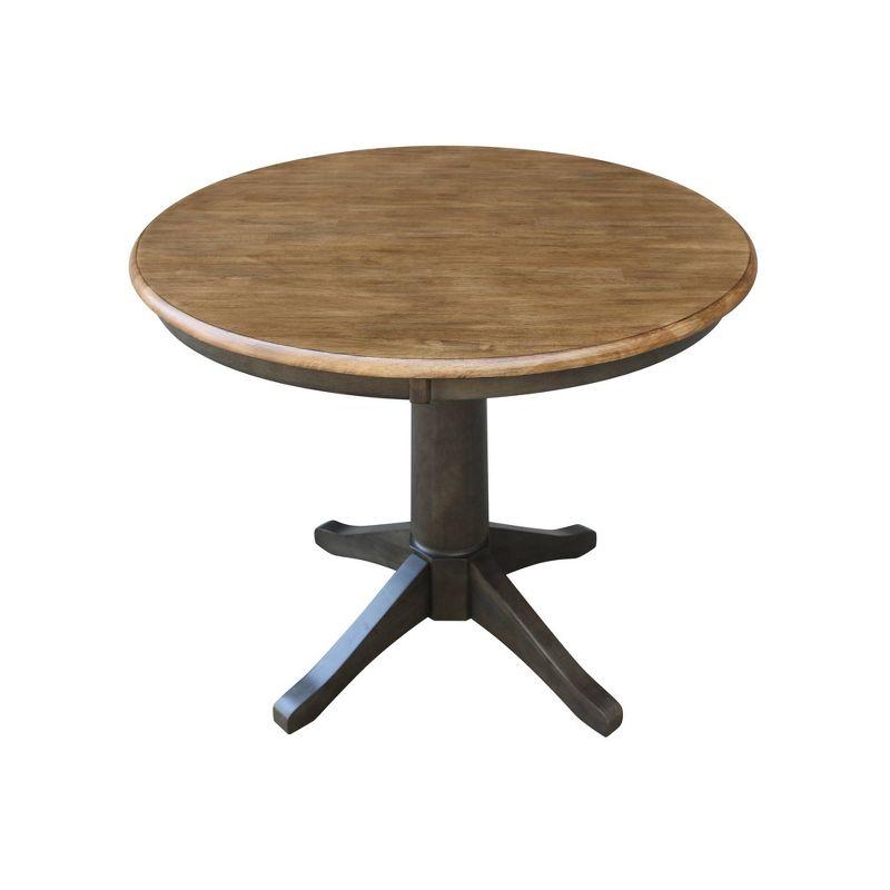 Elegant Hickory Brown Round Solid Parawood Dining Table