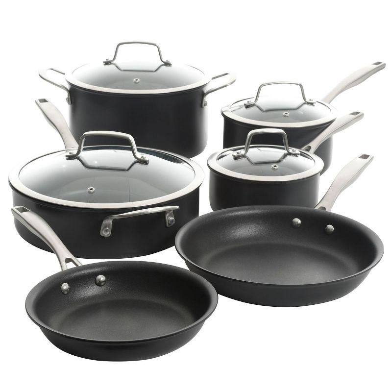 10 - Piece Non-Stick Hard-Anodized Aluminum Cookware Set