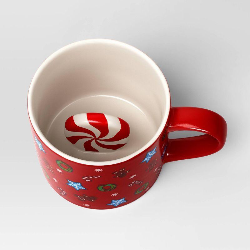 15.5oz Stoneware Christmas Holiday Print/Peppermint Mug - Wondershop™