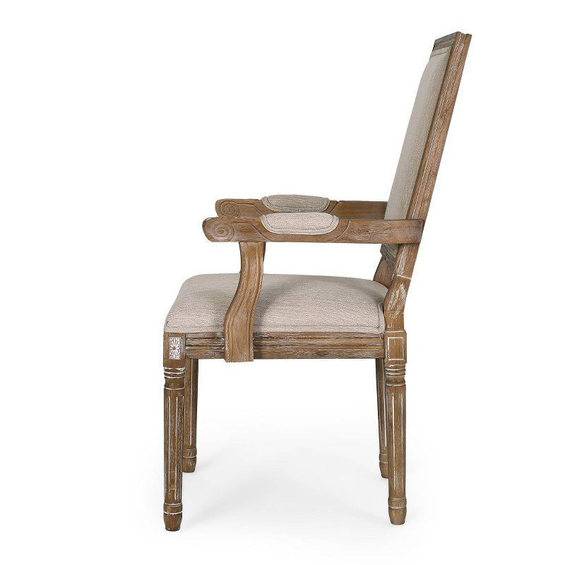Set of 2 Maria French Country Wood Upholstered Dining Chairs Beige/Natural - Christopher Knight Home