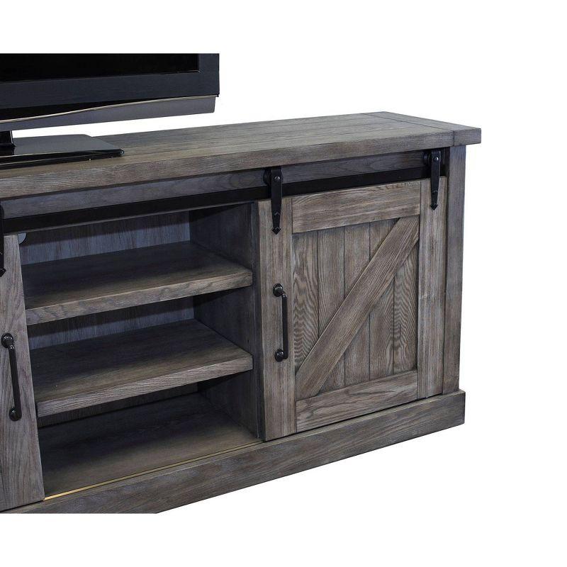 86" Rustic Brown Wood TV Console with Sliding Doors