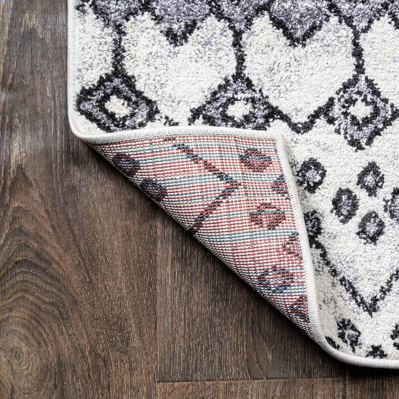 3'x 5' Azmar Moroccan Geometric Distressed Area Rug, Ivory/Black - JONATHAN Y