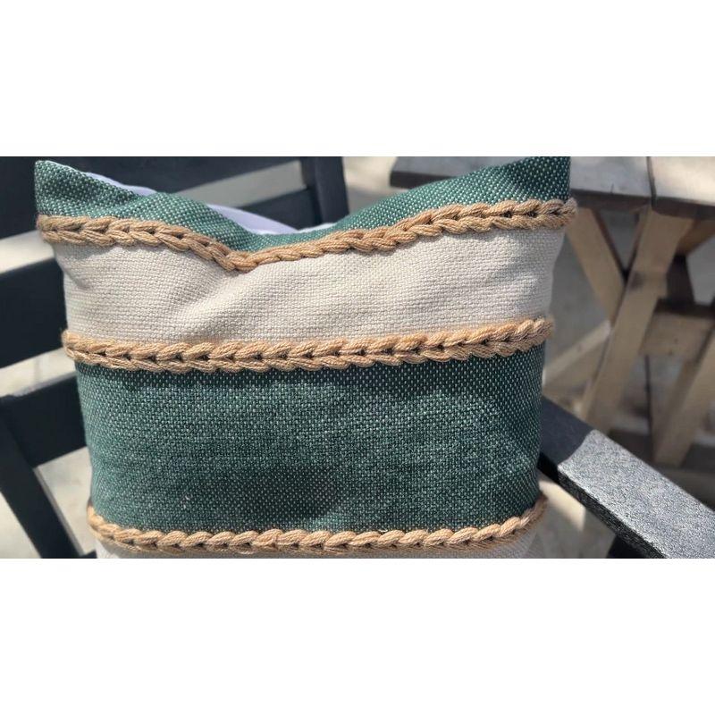 Foreside Home & Garden Foreside Home & Garden 20x20 Outdoor Indoor Wide Stripe Filled Throw Pillow Green Polyester
