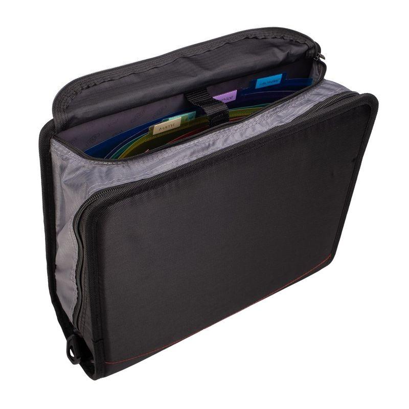 Case-it The King Sized Zip Tab Zipper Binder - 4 Inch D-Rings - 5 Subject File Folder - Multiple Pockets - 800 Sheet Capacity - Jet Black