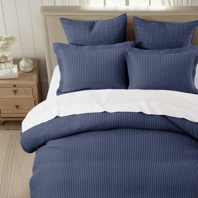 Mills Waffle Navy Twin Duvet Set - Levtex Home