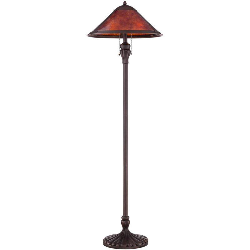 Regency Hill Capistrano Rustic Mission Floor Lamp Standing 57 1/2" Tall Bronze Metal Natural Mica Cone Shade for Living Room Bedroom Office House Home