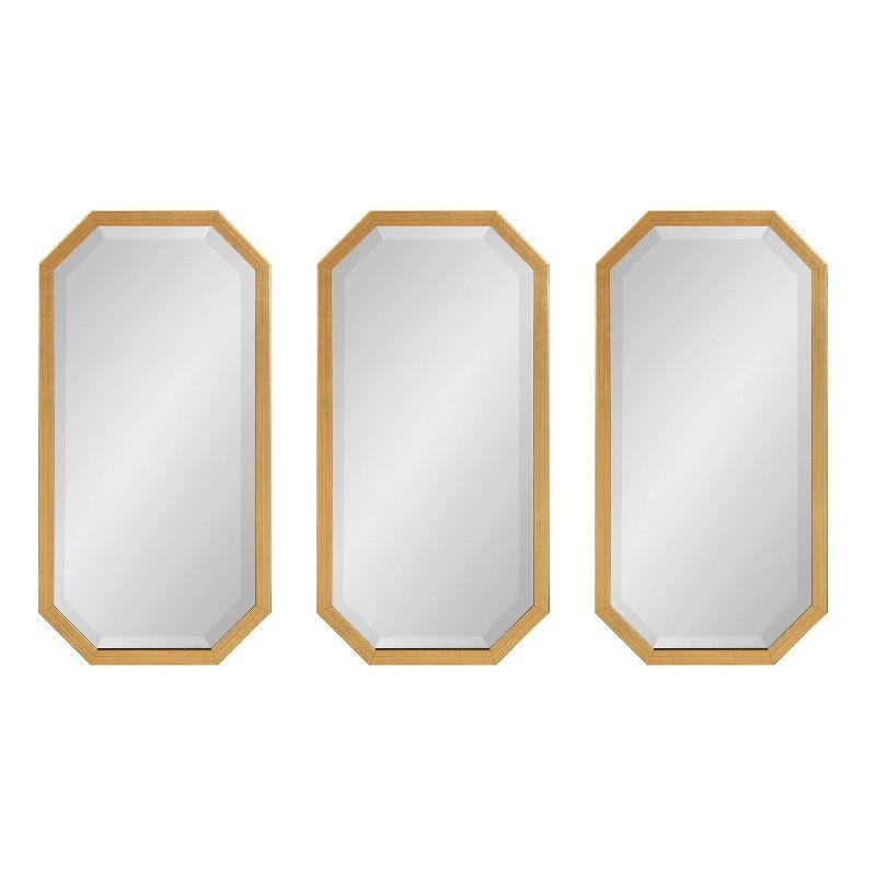 3pc Laverty Wall Mirror Set Gold - Kate & Laurel All Things Decor: Modern Octagon Shape, No Assembly Required