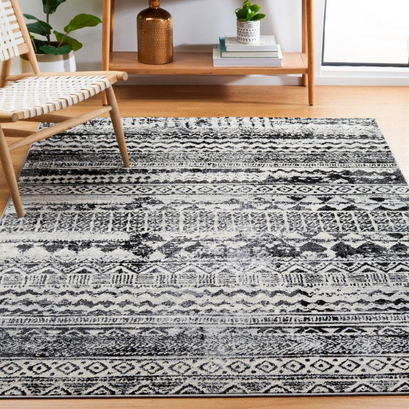 Brentwood BNT835 Power Loomed Area Rug - Black/Ivory - 8'x10' - Safavieh.