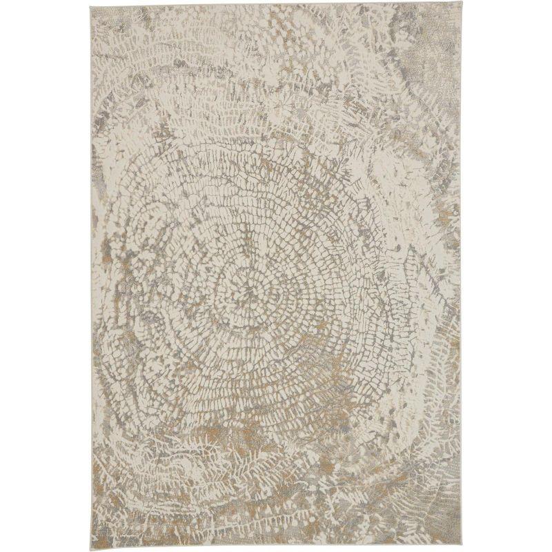 Ivory and Silver Abstract Viscose Area Rug 7.9x10