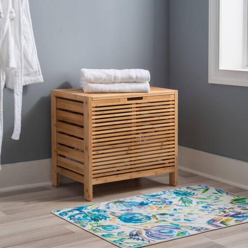 Bracken Natural Bamboo Upright Hamper with Safety Lid