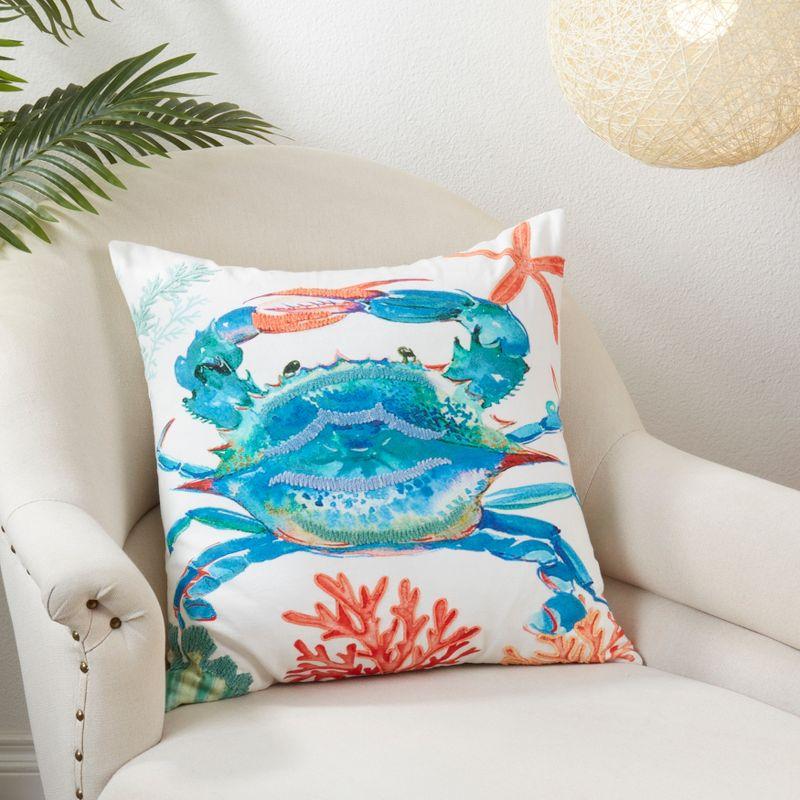 Saro Lifestyle Crab  Decorative Pillow Cover, Multi, 20"