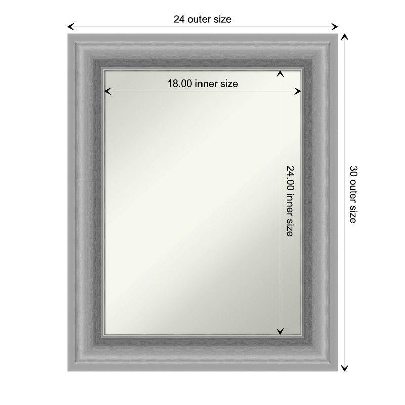 24" x 30" Non-Beveled Peak Polished Nickel Bathroom Wall Mirror - Amanti Art: Rectangle, Wall Mount, Includes Hardware