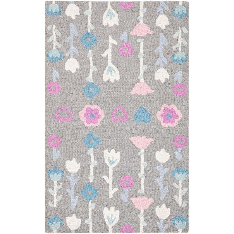 Safavieh Kids Floral SFK918 Hand Tufted Indoor Accent Rug - Grey/Pink - 3'x5' - Safavieh