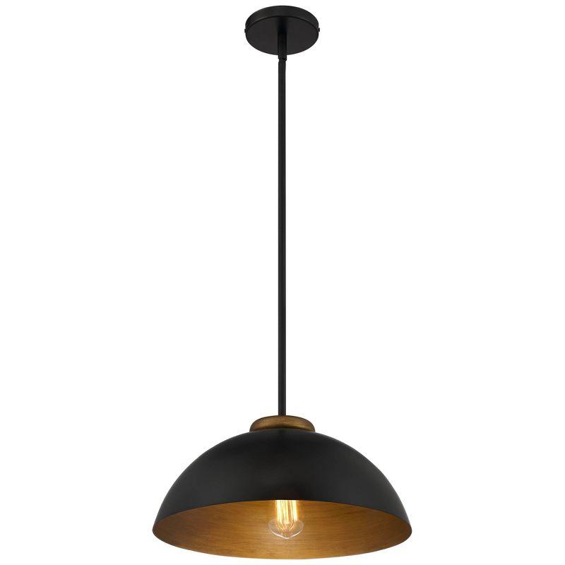 Janie Modern Industrial Black and Gold Dome Pendant Light