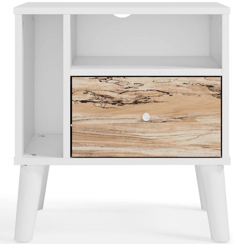 Contemporary Sugarberry & Matte White Nightstand with Open Shelving