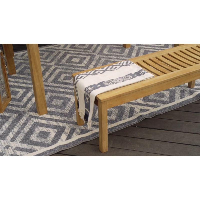 Cambridge Casual 6pc Caterina Teak Wood Outdoor Dining Set with Beige Cushion: Weather-Resistant, 2" Umbrella Hole, Galvanized Steel Hardware