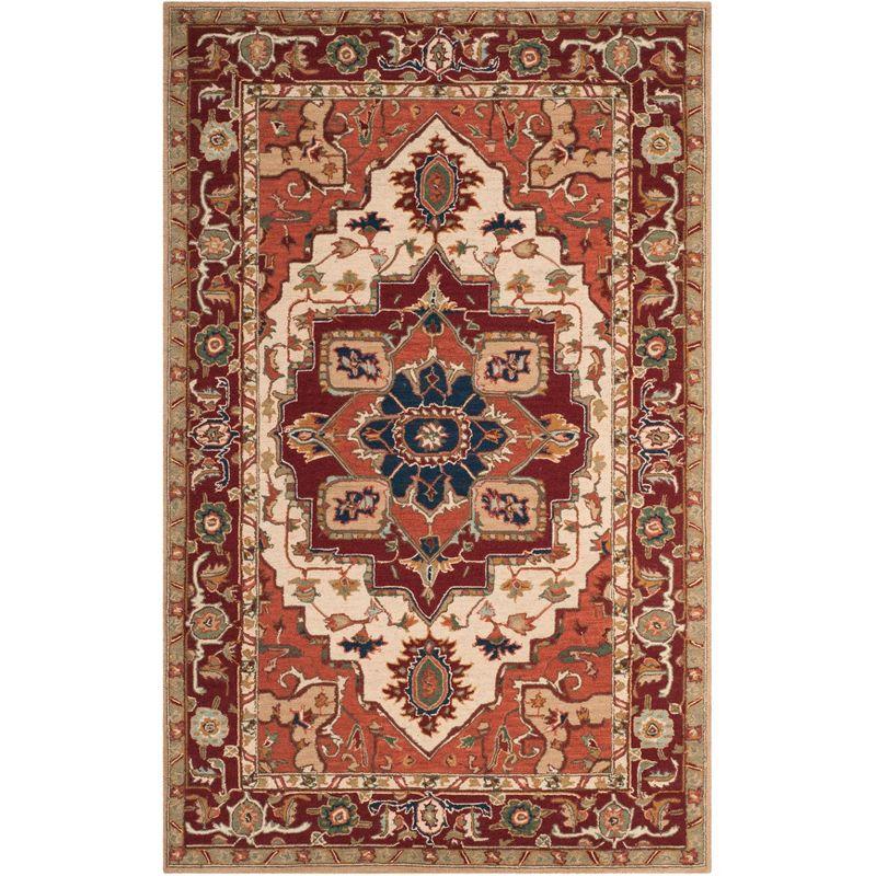 Chelsea HK709 Hand Hooked Area Rug - Red/Ivory - 5'3"x8'3" - Safavieh.