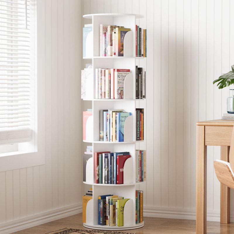 SpaceAid Rotating Bookshelf Tower, 360° Spinning Bookcase Lazy Susan, Revolving Round Carousel For Book Storage, Vertical Turning Spiral Corner Organizer