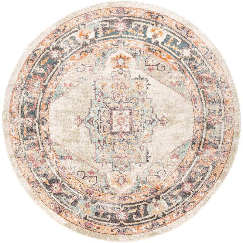 Livabliss New Mexico 7'10" Round Woven Indoor Area Rugs Gray/Cream