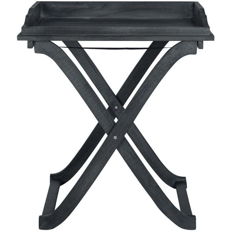 Covina Dark Slate Gray Acacia Wood Rectangular Tray Table