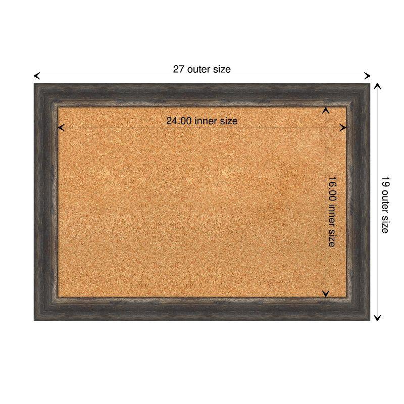 Amanti Art Natural Cork Board Framed Bark Rustic Char Narrow Bulletin Board 27 in. x 19 in.
