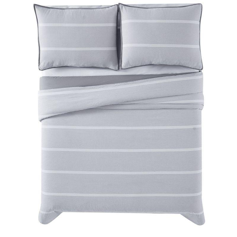 Brooklyn Loom 3pc King Niari Yarn Dye Stripe Comforter Set Gray: OEKO-TEX Certified, Includes Shams