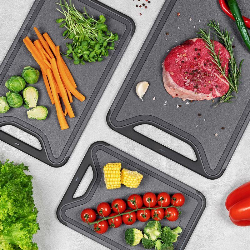 July Home Plastic Cutting Board Set of 3, Dishwasher Safe with Juice Grooves and Non-Slip