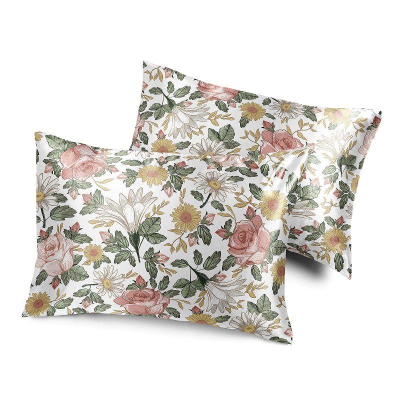 Vintage Floral Decorative Satin Pillowcases - 2 Pack Set by Sweet Jojo Designs