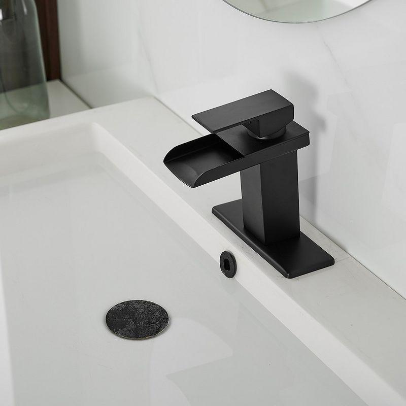 BWE Waterfall Single Hole Single-Handle Low-Arc Bathroom Faucet With Supply Line