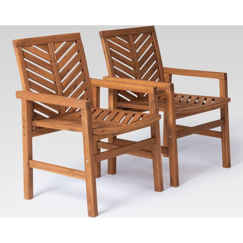 2pk Slatted Chevron Acacia Wood Patio Chairs - Saracina Home