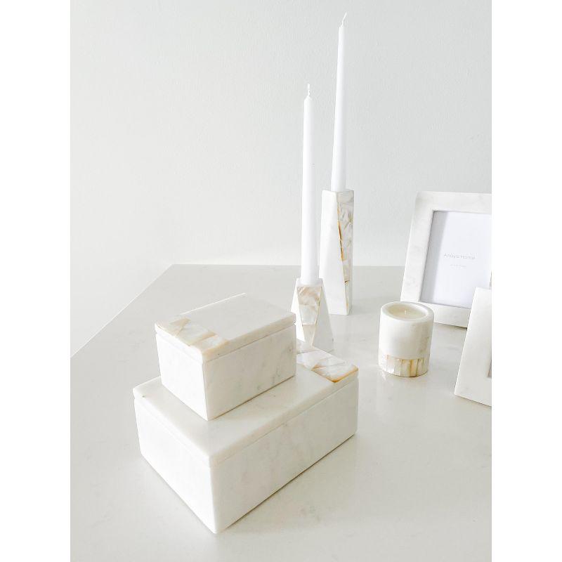 Mother of Pearl White Marble Decor Box - Anaya