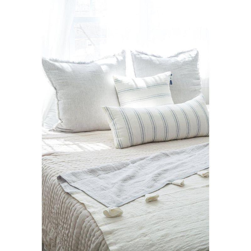 Light Grey Fringe Soft Linen Pillow