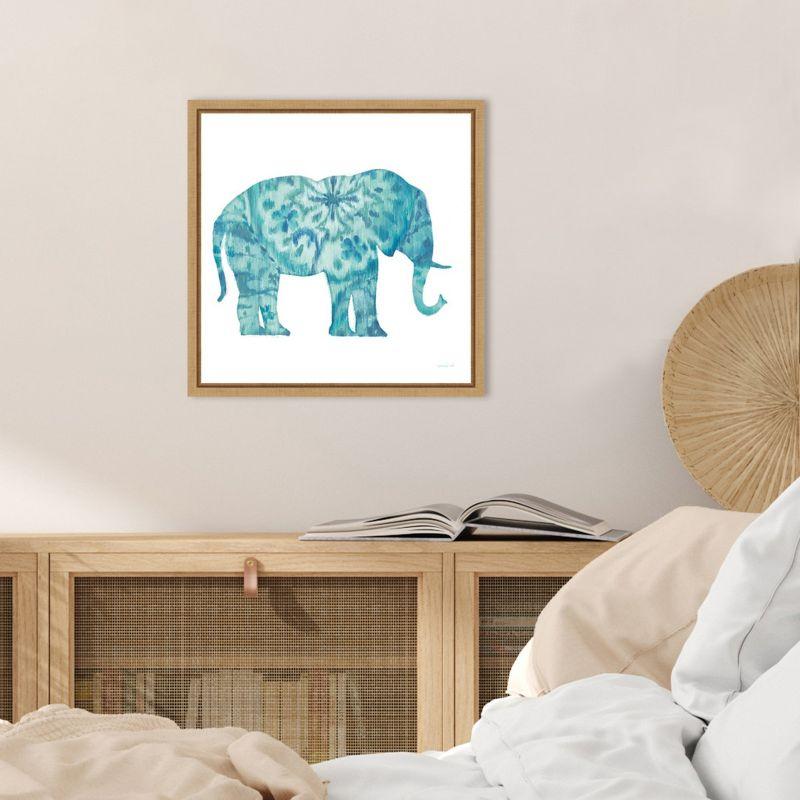 Amanti Art Boho Teal Elephant I by Danhui Nai Canvas Wall Art Print Framed 16-in. x 16-in.