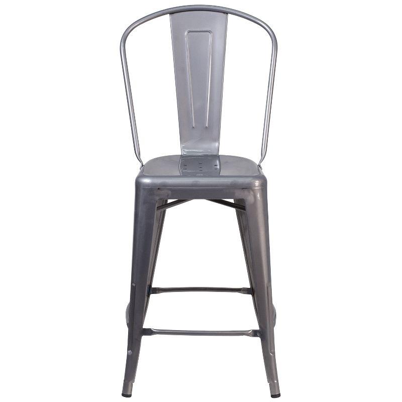 Merrick Lane 24" Modern Counter Height Stool with Powder Coated Metal Frame in Clear Coated Finish for Indoor Use