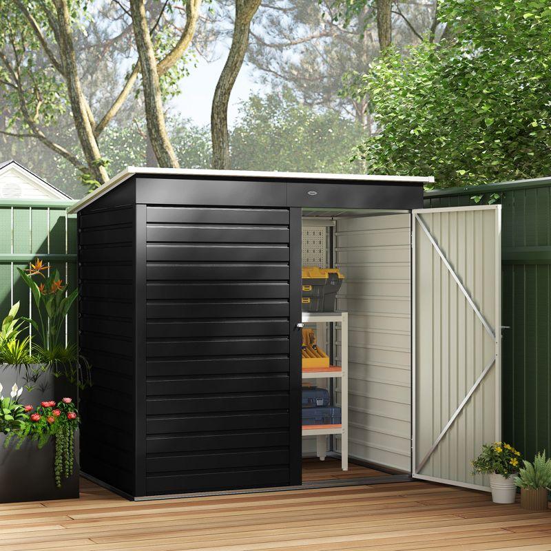 Outsunny 6' x 4' Outdoor Storage Shed, Metal Garden Shed with Lockable Door and Gloves, Tool Shed for Backyard Garden Patio Lawn