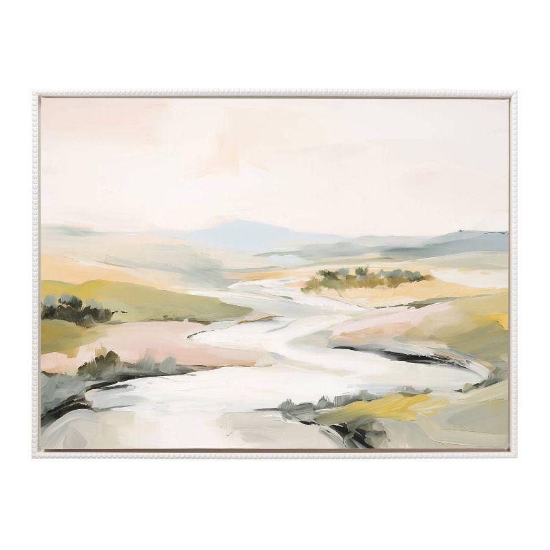 Kate & Laurel All Things Decor 31.5"x41.5" Sylvie Beaded Tranquil Landscape II Framed Canvas by Amy Lighthall White