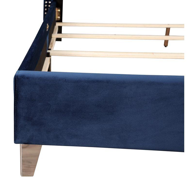 Passion Furniture Julie Blue Tufted Upholstered Low Profile Queen Panel Bed