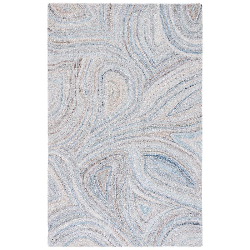 Harmonious Hues Blue Abstract Wool Blend 4' x 6' Area Rug