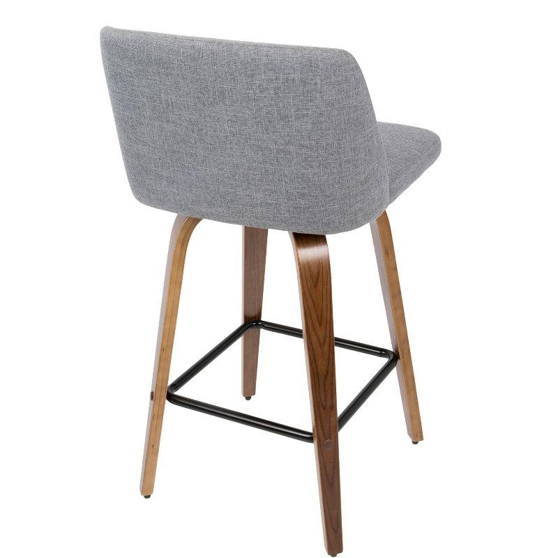 Walnut & Gray Mid-Century Modern Swivel Counter Stool, Set of 2